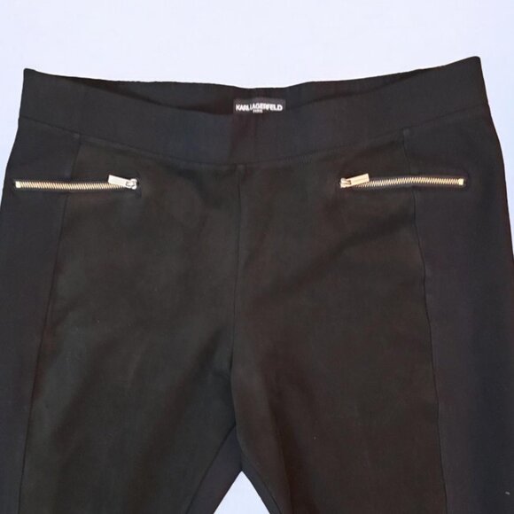 Karl Lagerfeld Paris Black Velour Soft Pull-On Style Pants Sz XL/16 - Picture 3 of 6